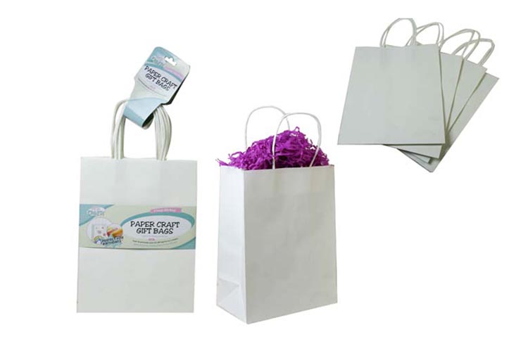 Paper Gift Bags 14.5x12x7cm White Pk4